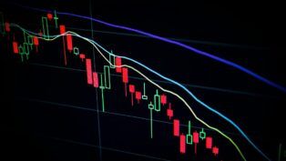 Foto de uma parte de um gráfico da Bolsa de Valores