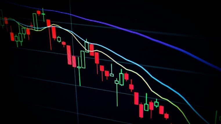 Foto de uma parte de um gráfico da Bolsa de Valores