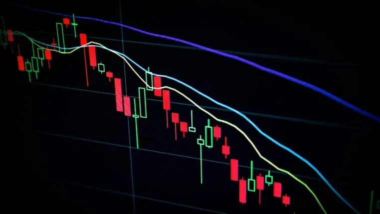 Foto de uma parte de um gráfico da Bolsa de Valores