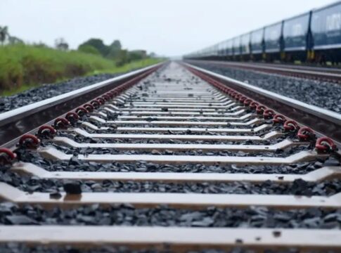 Imagem aproximada de um trilho de trem