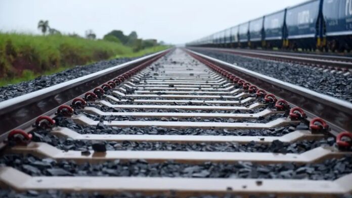 Imagem aproximada de um trilho de trem