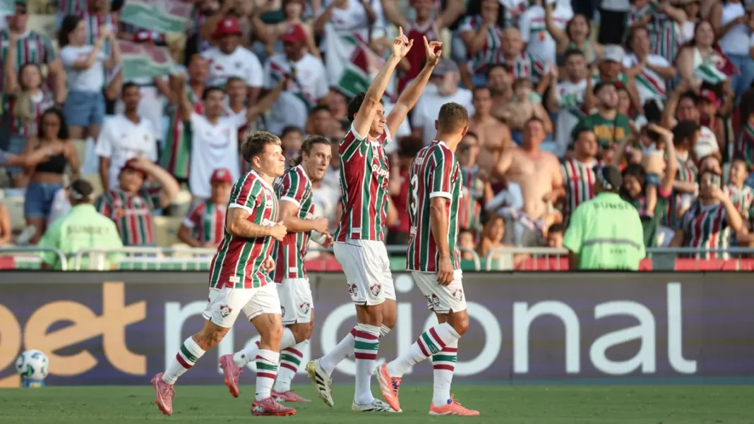 Fluminense comemora gol marcado contra o Bahia, pelo Brasileirão Série A 2025