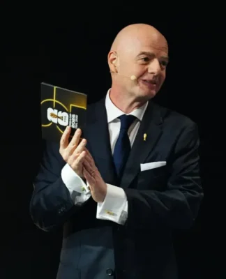 Gianni Infantino, presidente da FIFA, no sorteio da Copa do Mundo 2026