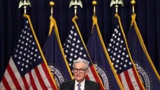 O presidente do Federal Reserve (Fed), Jerome Powell, concede entrevista coletiva após reunião do Comitê Federal de Mercado Aberto (Fomc), na sede do banco central dos Estados Unidos, em Washington