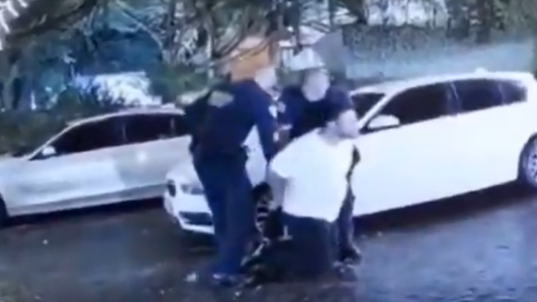 O médico Carlos Alberto Azevedo Silva Filho é contido por guardas municipais após atirar em dois colegas