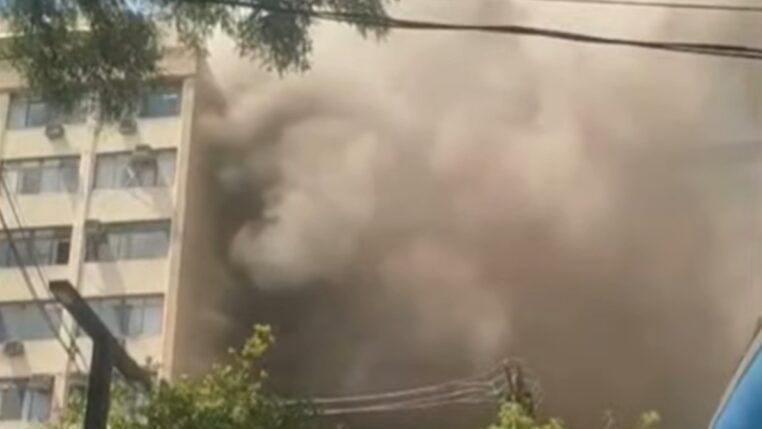 Fumaça no prédio do Icesp, em São Paulo