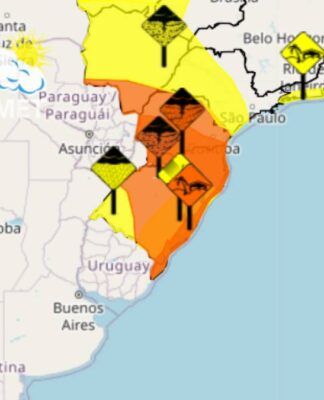 Inmet emite alerta de tempestade para toda a Região Sul