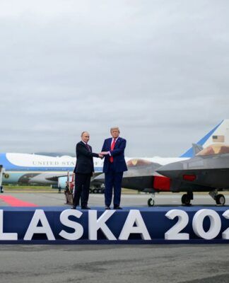 Encontro entre Donald Trump e Vladimir Putin no Alasca, em setembro de 2025