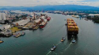 Imagem aérea do Porto de Santos