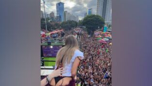 Luisa Sonza em cima do trio durante bloco em Belo Horizonte