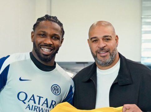Adriano Imperador visita Inter de Milão e é recebido com admiração por Marcus Thuram