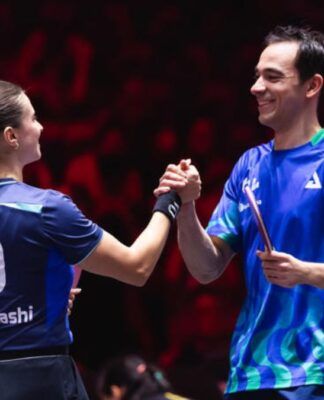 Hugo Calderano e Bruna Takahashi