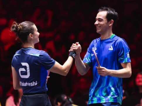 Hugo Calderano e Bruna Takahashi