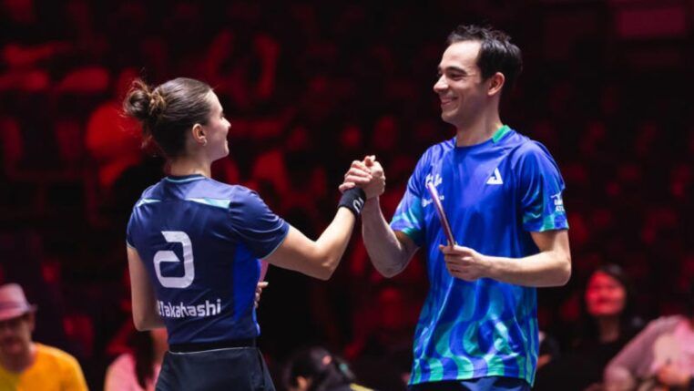 Hugo Calderano e Bruna Takahashi