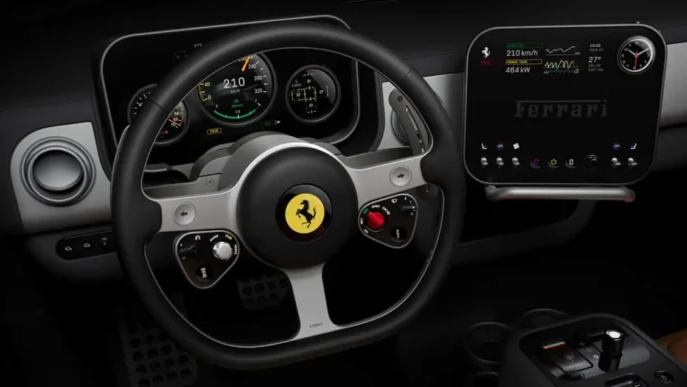 Imagem do interior do Luce, novo modelo de carro elétrico da Ferrari