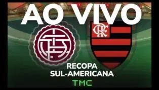 Montagem com os escudos de Lanús e Flamengo
