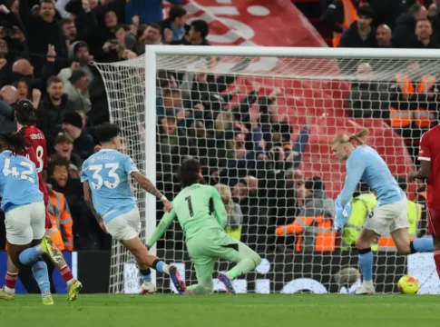 Lance do jogo Liverpool x Manchester City, pela Premier League 2025/26