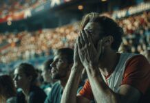 Fãs de futebol aplaudindo no estádio