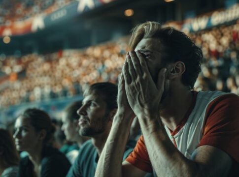 Fãs de futebol aplaudindo no estádio
