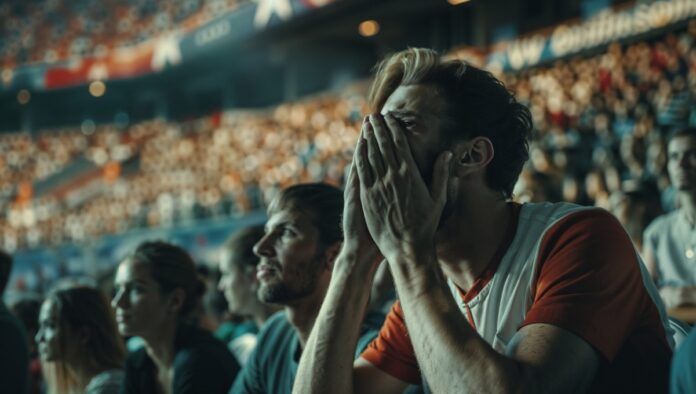 Fãs de futebol aplaudindo no estádio
