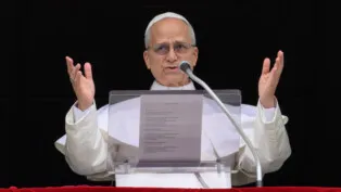 O papa Leão 14 gesticula durante cerimônia