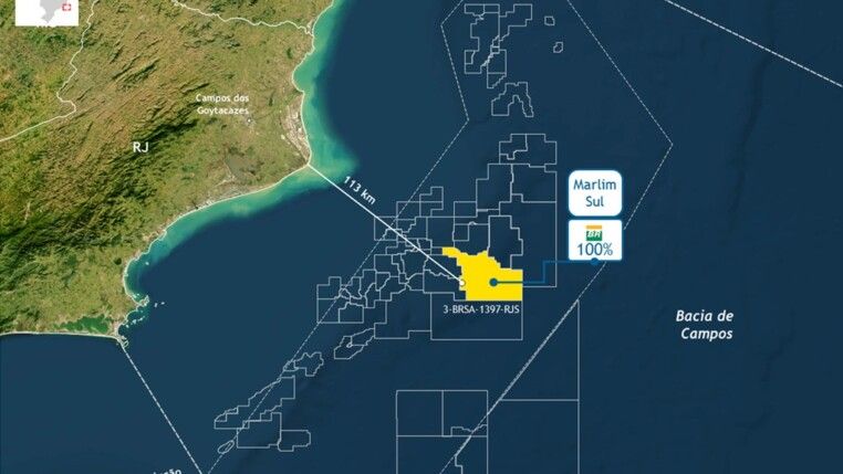 Mapa com a localização do novo campo de exploração