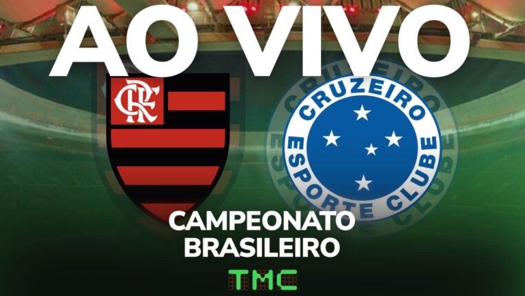 Montagem do jogo entre Flamengo e Cruzeiro, pelo Brasileiro