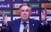 Carlo Ancelotti, técnico do Brasil, concede entrevista coletiva