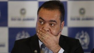 O governador do Rio de Janeiro, Cláudio Castro, durante entrevista coletiva para falar sobre ação policial da Operação Contenção, contra o Comando Vermelho