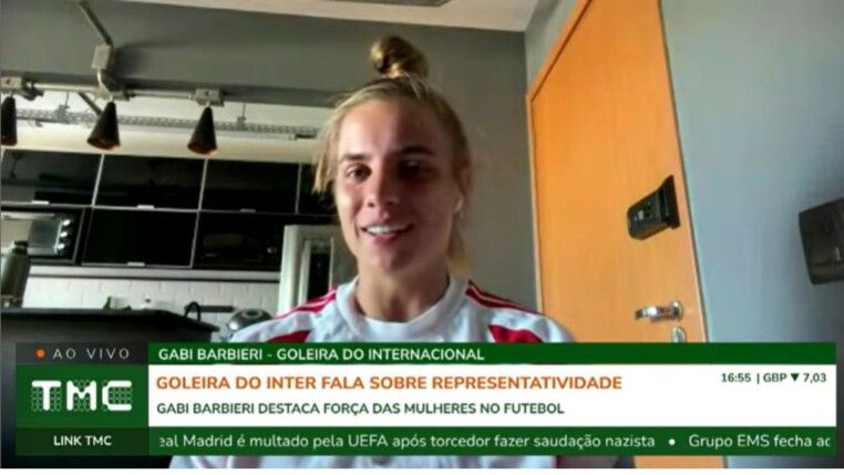 Gabi Barbieri participou do programa Link TMC e falou sobre o Internacional, ser goleira e o futebol feminino