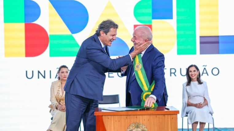 Presidente da República, Luiz Inácio Lula da Silva, durante posse de Fernando Haddad como Ministro de Estado da Fazenda. Palácio do Planalto, Brasília - DF.