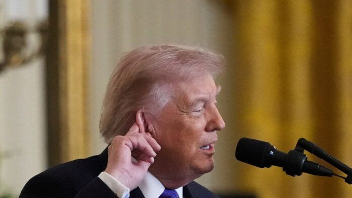 Donald Trump em coletiva de imprensa na Casa Branca