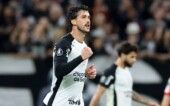 Soccer Football - Copa Libertadores - Group E - Corinthians v Santa Fe - Neo Quimica Arena, Sao Paulo, Brazil - April 15, 2026 Corinthians' Gustavo Henrique celebrates scoring their second goal REUTERS/Jorge Silva