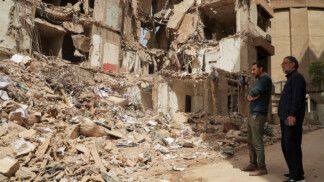 Prédios destruídos após ataques aéreos de Israel em Beirute