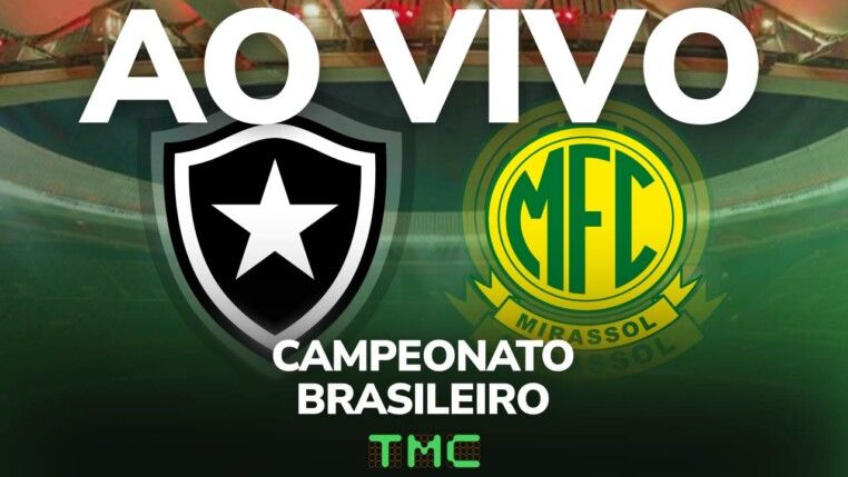 Montagem do jogo entre Botafogo e Mirassol, pelo Brasileiro