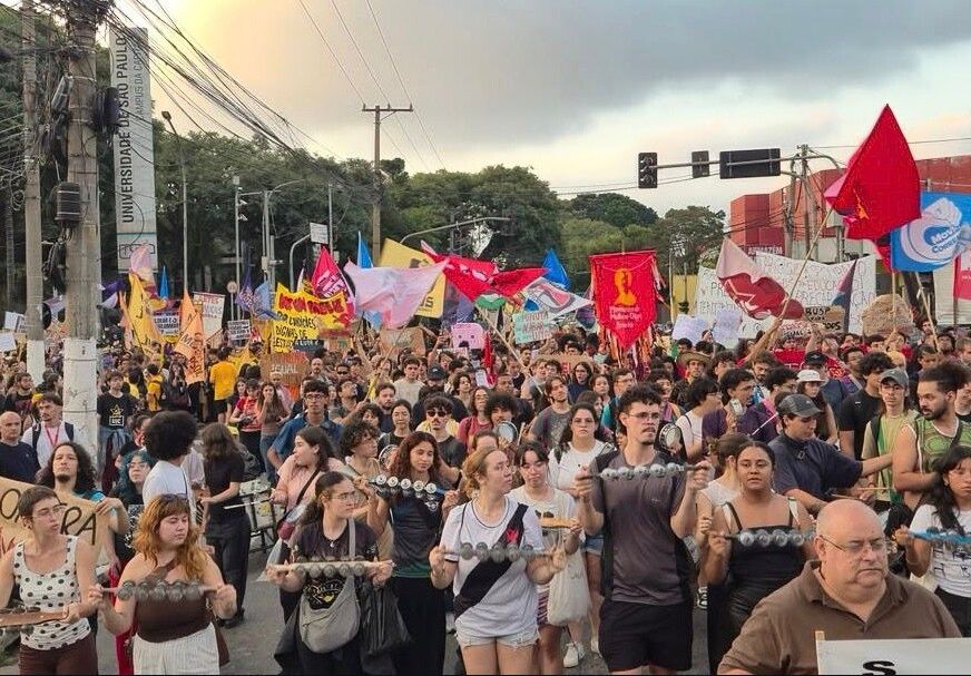 Greve da USP na rua | Por Diretório Central dos Estudantes da USP no Instagram (@dceusp)