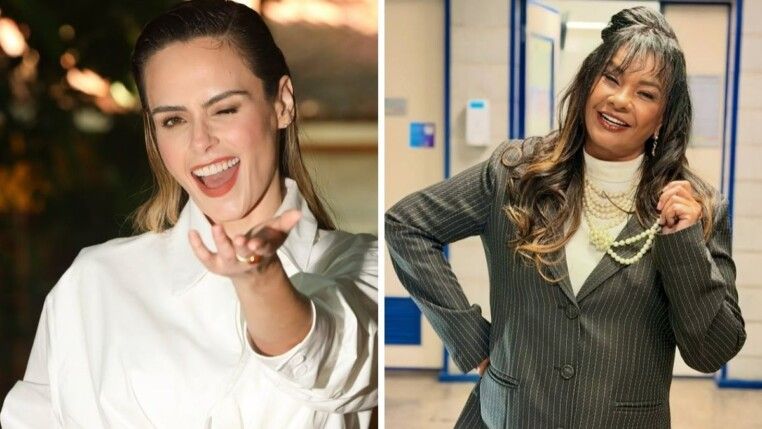 Na foto há duas mulheres, no lado direito está Solange Couto de terno e do outro lado está Ana Paula com uma camisa branca.