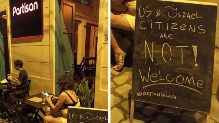 Placa de bar na Lapa diz que cidadãos de Israel e dos EUA não são bem-vindos