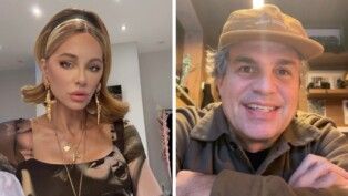Montagem com a atriz Kate Backinsale e o ator Mark Ruffalo