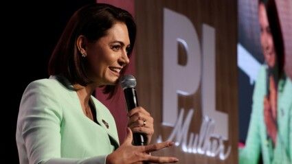 Michelle Bolsonaro no encerramento do Encontro Nacional de Mandatárias do Partido Liberal realizado no CICB