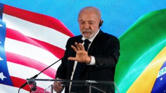 Brazilian President Luiz Inacio Lula da Silva gestures as he speaks to reporters following his White House meeting with U.S. President Donald Trump, at the Brazilian Embassy in Washington, D.C., U.S., May 7, 2026. REUTERS/Elizabeth Frantz
