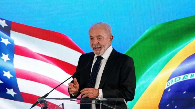 Brazilian President Luiz Inacio Lula da Silva speaks to reporters following his White House meeting with U.S. President Donald Trump, at the Brazilian Embassy in Washington, D.C., U.S., May 7, 2026. REUTERS/Elizabeth Frantz