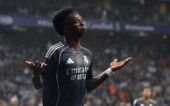 Soccer Football - LaLiga - Espanyol v Real Madrid - RCDE Stadium, Cornella de Llobregat, Spain - May 3, 2026 Real Madrid's Vinicius Junior celebrates scoring their second goal REUTERS/Bruna Casas