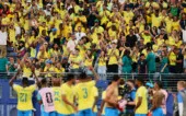 2026-06-14T002635Z_1288864145_UP1EM6E0189OD_RTRMADP_3_SOCCER-WORLDCUP-BRA-MAR (1) Torcida do Brasil no jogo contra o Marrocos, o primeiro da Copa do Mundo