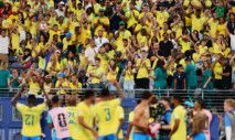 Torcida do Brasil no jogo contra o Marrocos, o primeiro da Copa do Mundo