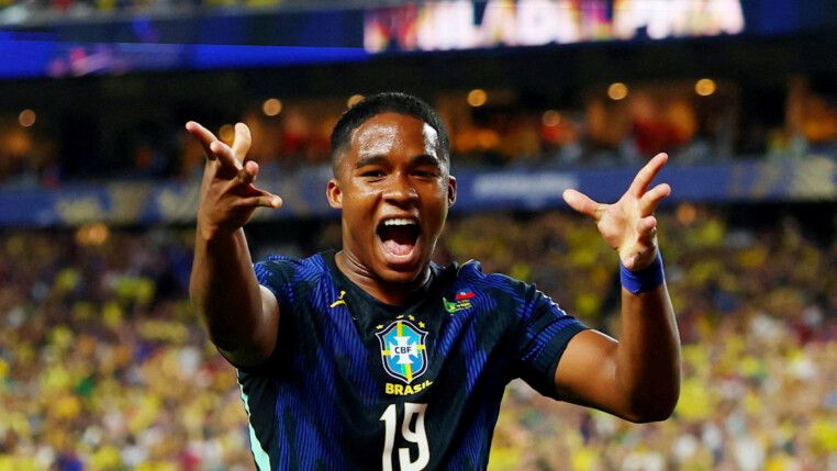 Endrick, atacante do Brasil, contra o Haiti
