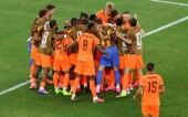 Soccer Football - FIFA World Cup 2026 - Round of 32 - Netherlands v Morocco - Estadio Monterrey, Monterrey, Mexico - June 29, 2026 Netherlands' Cody Gakpo celebrates scoring their first goal with teammates REUTERS/Raquel Cunha