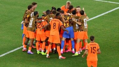 Soccer Football - FIFA World Cup 2026 - Round of 32 - Netherlands v Morocco - Estadio Monterrey, Monterrey, Mexico - June 29, 2026 Netherlands' Cody Gakpo celebrates scoring their first goal with teammates REUTERS/Raquel Cunha