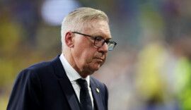 Soccer Football - FIFA World Cup 2026 - Group C - Scotland v Brazil - Miami Stadium, Miami Gardens, Florida, U.S. - June 24, 2026 Brazil coach Carlo Ancelotti leaves the pitch at half time REUTERS/Paul Childs
