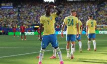 Soccer Football - FIFA World Cup 2026 - Group C - Brazil v Morocco - New York/New Jersey Stadium, East Rutherford, New Jersey, U.S. - June 13, 2026 Brazil's Vinicius Junior celebrates scoring their first goal IMAGN IMAGES via Reuters/Vincent Carchietta